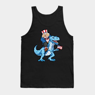 Uncle Sam Griddy Dance Riding Dinosaur T Rex Tank Top